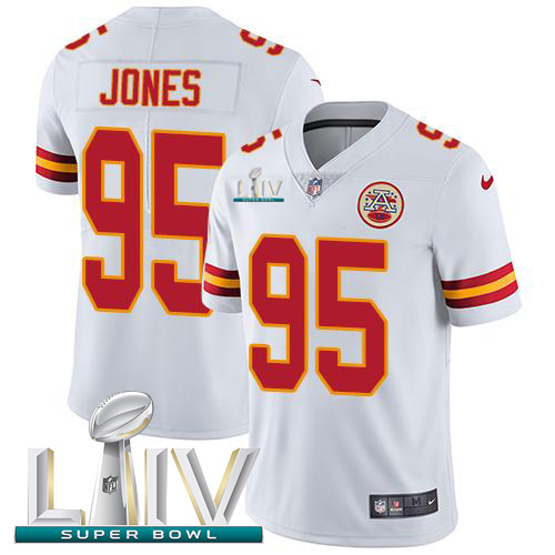 Kansas City Chiefs Nike #95 Chris Jones White Super Bowl LIV 2020 Youth Stitched NFL Vapor Untouchable Limited Jersey